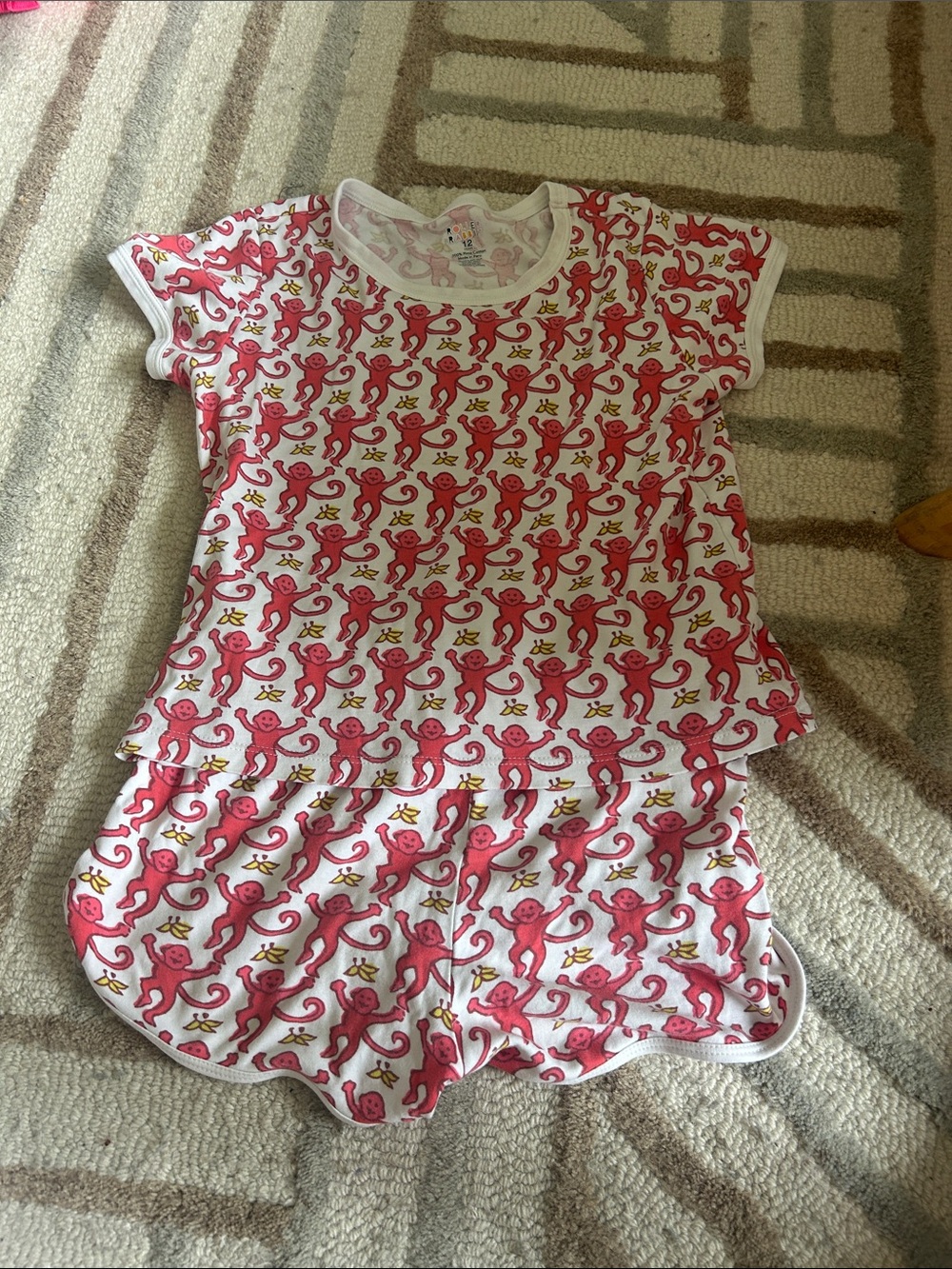 Roller Rabbit Pink Monkey Short-Sleeve Pajama Set
